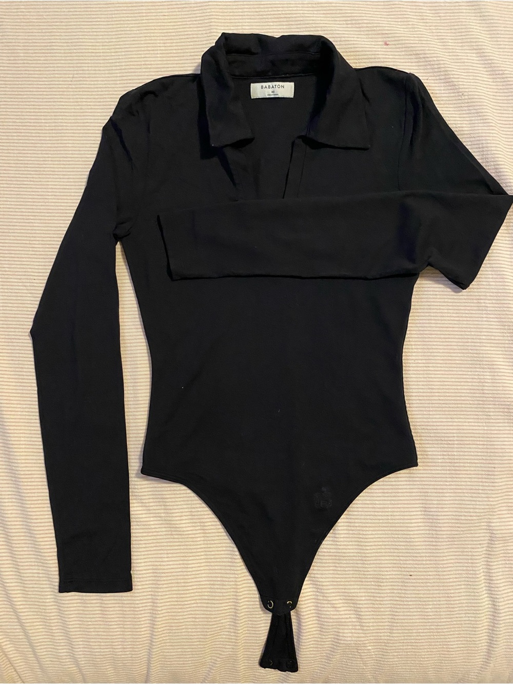 Babaton Black Collared Long-Sleeve Bodysuit